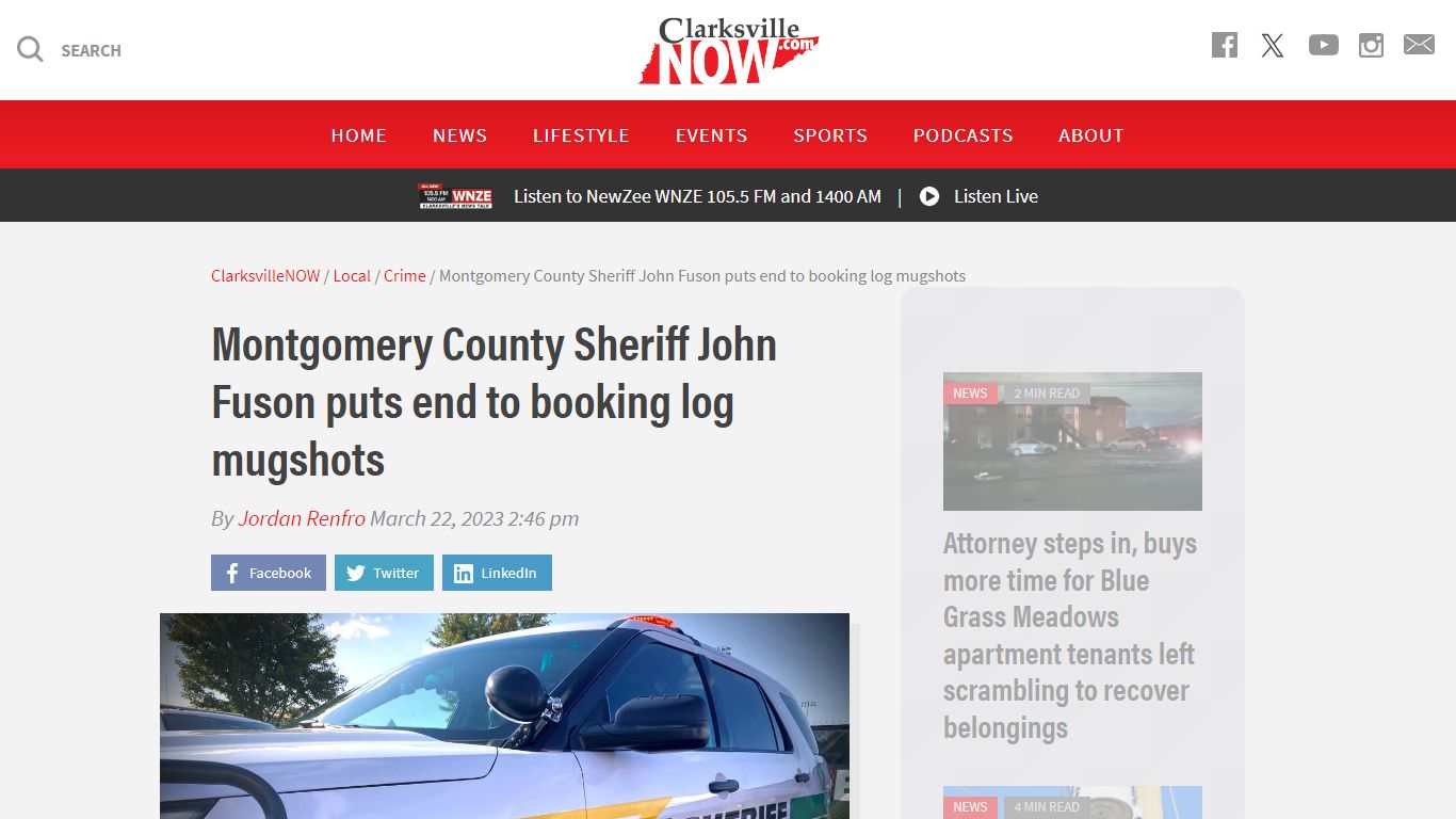 Montgomery County Sheriff John Fuson puts end to booking log mugshots