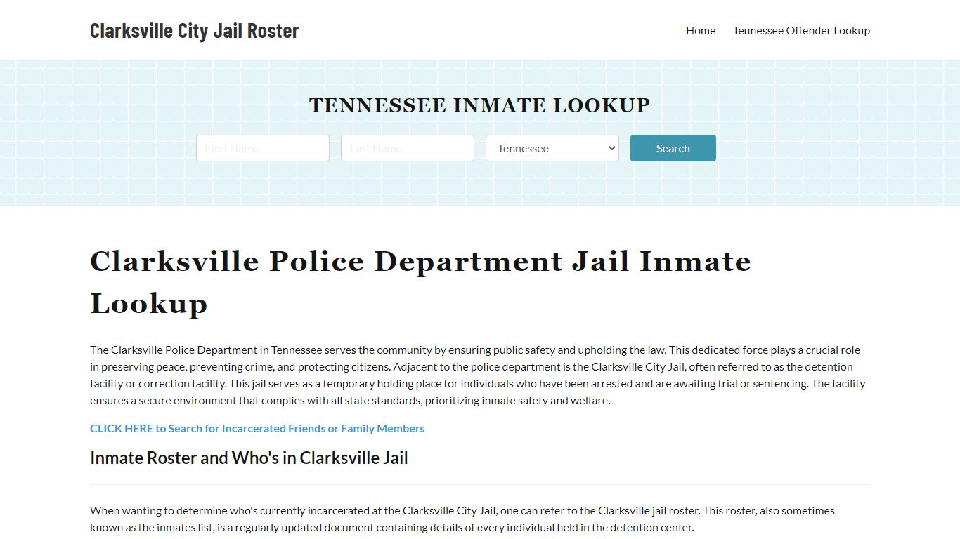 Clarksville Police Department & City Jail, TN Inmate Roster, Arrests ...